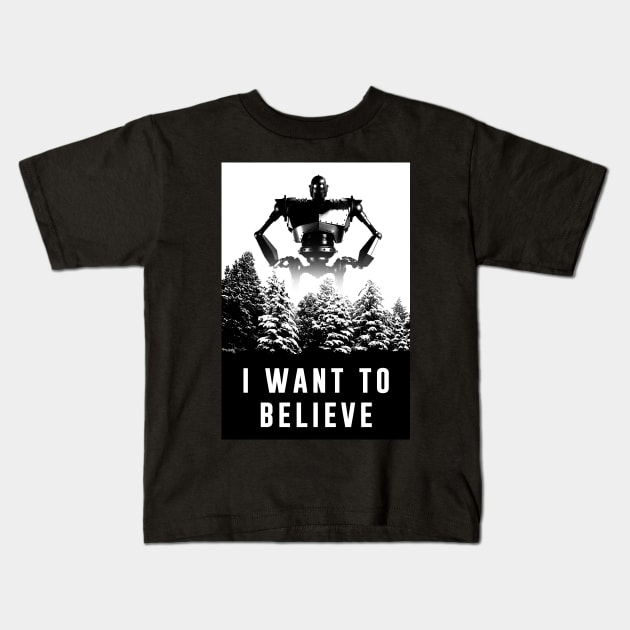 I want to believe Giant Robot Kids T-Shirt by Meca-artwork